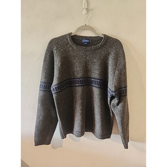 VTG J. Crew Sweater Men's XL Fair Isle Nordic Wool Chunky 90s Prep Ivy Striped - Picture 1 of 4